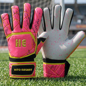 New Design Professional Pink Soccer Goalkeeper <b>Gloves</b> <b>Latex</b> with Finger Protection <b>Latex</b> Strap Negative Cut - Product Image 3