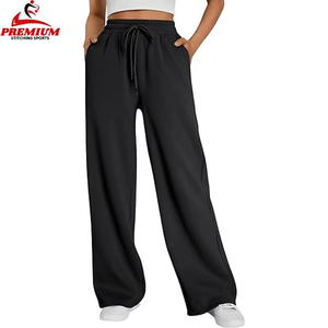 Custom Streetwear Casual Trousers Wide Leg Drawstring Outdoors Jogger Swear Pants Women Fleece Cotton Ladies Sweatpants - Product Image 4