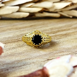 Trendy Boho Black Onyx Engagement <b>Ring</b> Bohemia Tribal Brass Jewelry Women 18K <b>Gold</b> Plated Geometric <b>Cocktail</b> <b>Ring</b> Third Party - Product Image 1