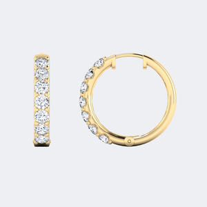 Pendientes de aro con diamantes redondos brillantes de 2.00 CTW y engaste compartido - Product Image 4