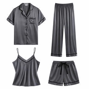 Vente en gros de pyjamas longs pour femmes de haute qualité, personnalisés, en soie 100% tricotée, motif uni, pour femmes - Product Image 2