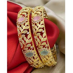 Juego de brazaletes Kundan con piedras de diseño moderno de proveedor indio para mujeres, joyería étnica india para fiestas, disponible al mejor precio. - Product Image 2