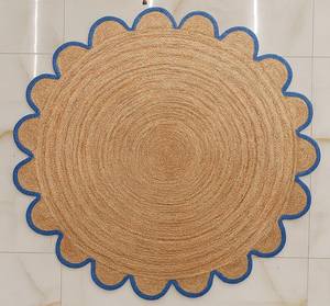 พรมปูพื้นสไตล์โบโฮทำมือจากเส้นใยปอกระเจา ขอบหยักเป็นลอน ตกแต่งห้องนั่งเล่นหรือห้องนอนสไตล์เรียบง่ายแต่หรูหรา - Product Image 4