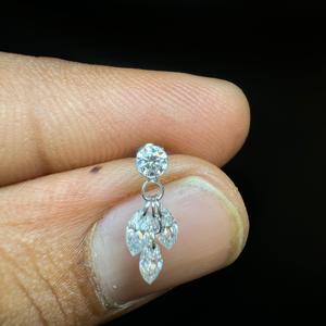 Luminous 10K Gold Lab Grown Diamond <b>Stud</b> Earring With Marquise And Round Threaded Design - Product Image 5