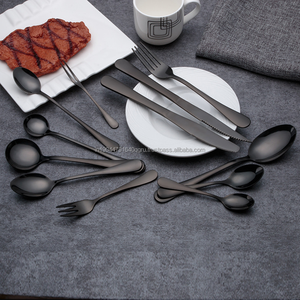 Ensemble de couverts 4 pièces en acier inoxydable noir de style américain de luxe de vente chaude - Product Image 5