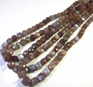 Cuentas de Piedra Lunar Natural de Alta Calidad en Forma de Cubo, Tira de 16 Pulgadas, 6-8mm, Color Chocolate, Forma Facetada, Iridiscente, para DIY - Product Image 6