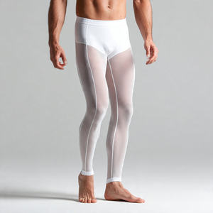 Leggings de malla transparente con cintura alta y cordón ajustable para hombre, 100% poliéster, de secado rápido, impermeables, pantalones transparentes, leggings de malla transparente a prueba de viento - Product Image 6