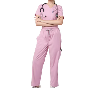 Ensemble de tenues médicales personnalisées pour femmes, col en V, uniforme d'infirmière, pantalon de jogging pour hôpital, clinique dentaire, spa, vêtements de travail - Product Image 1