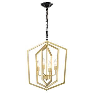 Lampadario a 4 Luci Stile Vintage Rustico per Cucina, Altezza Regolabile, Design a Gabbia per Sala da Pranzo, Corridoio, Ingresso - Product Image 1