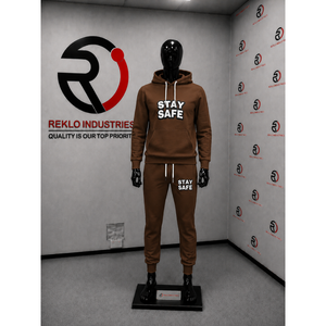 Conjunto de Sudadera con Capucha y Pantalones Deportivos para Hombre, Color Marrón, Manga Larga, Informal, 100% Algodón, Cierre con Cordón, Impresión por Transferencia de Calor - Product Image 3