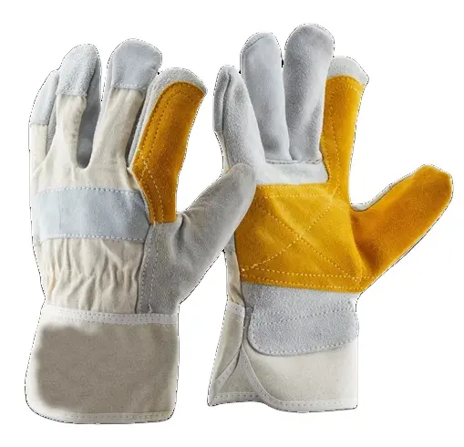 Sarung tangan kerja kulit sapi tiruan, sarung tangan kerja kulit sapi palem ganda, sarung tangan kerja keselamatan bersertifikat CE
