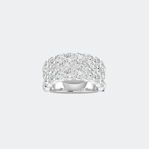 4.80CTW Round Cut Pave Set Triple Row <b>Statement</b> <b>Ring</b> - Product Image 2