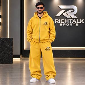 Men's <b>Oversize</b> Zipper Tracksuit Set Hooded Casual <b>Joggers</b> With Side Pockets Autumn Wear 100% Cotton - Product Image 3