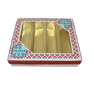 Boîte d'emballage de dessert sucré avec couvercle pour la nourriture Boîtes d'emballage sucré indien Boîtes d'emballage sucrées faites à la main à prix réduit - Product Image 2