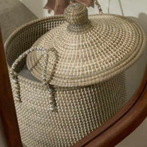 Seagrass with <b>Plastic</b> Strings Storage <b>Baskets</b> Bins Handmade Storage <b>Basket</b> Wholesale eco-friendly Made Viet Nam - Product Image 5