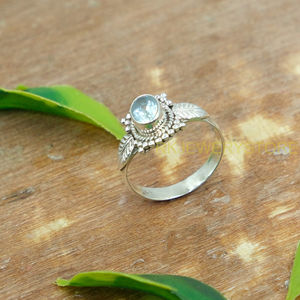 แหวนบลูโทแพซคุณภาพสูงธรรมชาติ แหวนเงินแท้ 925 สำหรับผู้หญิง แหวนพลอยสีฟ้า แหวนสเตทเมนท์ ของขวัญเครื่องประดับ - Product Image 5