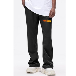 Pantalon de jogging homme personnalisé en cuir gaufré 3D avec motif croisé, coupe évasée - Product Image 2