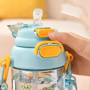 600ml Children's <b>Water</b> Cup School Summer Plastic Straw Cup Portable <b>Water</b> <b>Bottle</b> for Outings - Product Image 4