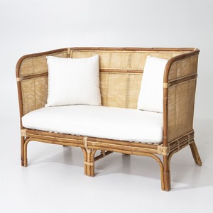 Sillón de ratán estilo mediados de siglo, sillas de descanso de caña natural sostenible, sofás para sala de estar - Product Image 3