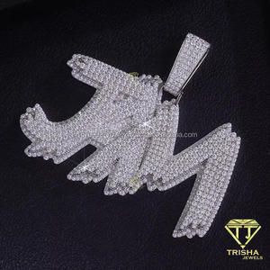 Colgante de Diamante Cultivado en Laboratorio con Letra Personalizada, Diseño Brillante y Espectacular, Joyería de Moda Hip Hop - Product Image 4