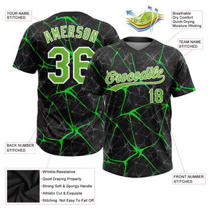 Camiseta de Béisbol para Hombre, Moderna, de Alto Rendimiento, con Logotipo Personalizado, Transpirable, 100% Poliéster, Impresión Digital, Verde y Negro - Product Image 4