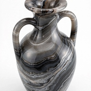 Jarrón de Ónix Ahumado Gris Natural, Hecho a Mano, con Dos Asas, Estilo Griego Clásico, Venta al por Mayor, Logotipo Personalizado - Product Image 3