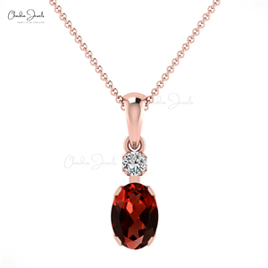 จี้พลอยโกเมนธรรมชาติจากโมซัมบิก ทองคำแท้ 14k ประดับเพชร จี้ห้อยคอ สร้อยคอ ขายส่งจากอินเดีย - Product Image 1