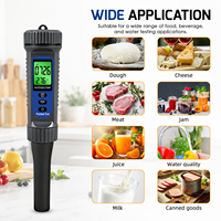 Alat Ukur pH Makanan Digital 4-in-1 dengan Probe Runcing, Penguji Daging, Adonan, Keju, Presisi Tinggi, Pengukur pH, EC, TDS, Suhu, Pena Penguji Kualitas Air