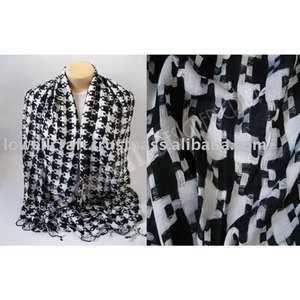 Women's Classic <b>Black</b> White Houndstooth Scarf Shawl Elegant Warm Soft Cozy Fashion <b>Wrap</b> Winter Neck Stole Timeless Stylish Plaid - Product Image 3