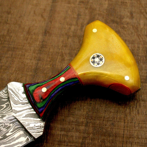 Couteau de chasse à lame fixe Damas de qualité supérieure, pointe tombante, manche en bois, 8 pouces, qualité industrielle, survie en extérieur, logo OEM - Product Image 4