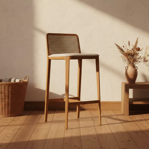 Silla de Bar de Madera de Teca Sólida de Lujo con Diseño Escandinavo, Duradera y Ecológica para Bares, Cafés, Comedores y Salas de Estar - Product Image 4