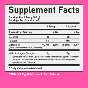 Poudre de protéines multi-collagène avec vitamine C et probiotiques, complexe 10-en-1 pour soutenir la santé des cheveux, de la peau, des ongles, des articulations et de l'intestin - Product Image 2