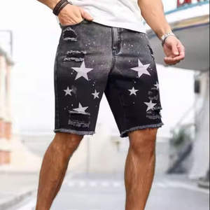 Shorts en jean déchirés pour hommes, décontractés, à bords bruts, effet usé, lavage blanc, séchage rapide, écologiques, grande demande en gros - Product Image 1