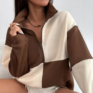 Vêtements de sport pour femmes en promotion : Pull-over à manches longues, style jogging, col rabattu, tendance - Product Image 3