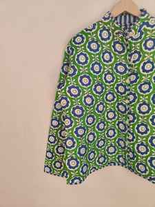 Chaqueta Acolchada de Algodón con Estampado de Bloques, Abrigo Hecho a Mano, Ropa Exterior Étnica Boho, Chaqueta Corta de Algodón con Estampado de Bloques, Abrigo con Estampado Índigo - Product Image 3