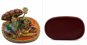 Figurine artisanale en résine Laxmi Narayan, sculpture décorative de table, art religieux traditionnel, pour anniversaire, maison, salon - Product Image 5