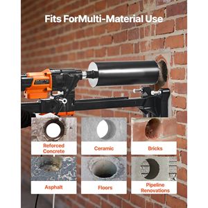 Machine de forage à noyau diamanté, diamètre de forage 0,8-10 pouces, foreuse à noyau pour béton, utilisation à sec ou humide, 10 forets 470/8 - Product Image 4