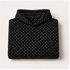 Customize Jet <b>Black</b> Womens Oversized Boxy Micro Dense Polka Dot Pullover Hoodie Heavyweight Plush Cotton <b>Fleece</b> WPHOOD-0002 - Product Image 4