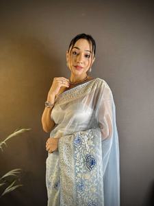 Ropa India pakistaní Georgette bordado Pallu diseño trabajo blusa piezas blusa elegante para Saree precio al por mayor indio - Product Image 3