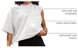 Custom <b>Womens</b> Asymmetrical One Sleeve Oversized Workout Tank <b>Top</b> Formal Loose Fitness Gym Training Breathable 100% Cotton <b>Mesh</b> - Product Image 2