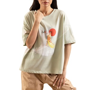 Camiseta Informal Holgada de Algodón para Mujer, Corte Holgado, Tejido Transpirable y Suave, Ropa de Calle de Verano, Prenda Superior de Moda para el Día a Día - Product Image 1