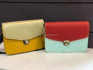 Pur cuir Multi cuir recyclé couleur trapu sac à main haute qualité en cuir sac à main coloré femmes côté fronde sacs - Product Image 4