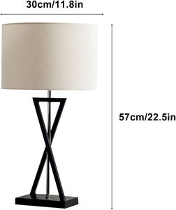 Lampe de table halogène moderne avec abat-jour en tissu, support en métal, lampe de chevet, lampe de bureau, écologique, protection des yeux, 2700K, lumière douce et dimmable - Product Image 2