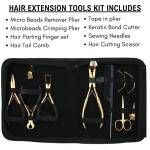 Complete Hair Extension Tools Kit Microbeads Tape In Plier Keratin Bond Cutter Comb <b>Needle</b> Hair Cutting Scissor Parting Finger - Product Image 2