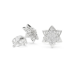 Pendientes de compromiso de oro amarillo de 14 quilates con diamantes cultivados en laboratorio para mujer |   Diamante Cultivado Nuevo - Product Image 4