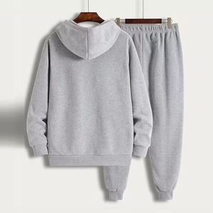 Ensemble de survêtement molletonné personnalisé pour homme, 2 pièces, style décontracté streetwear, coupe oversize, pour le sport et le quotidien - Product Image 2