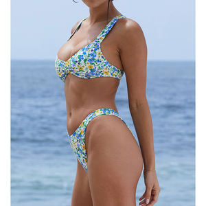 Ensemble soutien-gorge et bas de bikini taille haute pour femme, nouvelle mode, tissu doux, sous-vêtements deux pièces, bikinis couleur personnalisée, vente chaude - Product Image 3