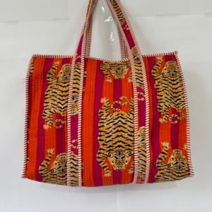 Sac fourre-tout matelassé à imprimé tigre avec fermeture éclair, sac à main pour femme, grande capacité, sac de voyage et de shopping - Product Image 1
