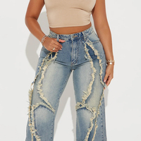 Jean droit taille haute personnalisé pour femme, coupe décontractée, ourlet effiloché, longueur intégrale, hiver, écologique et respirant