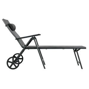 Silla de Patio Ajustable con Ruedas, Almohada para el Cuello y Marco de Aluminio para Tomar el Sol - Product Image 4